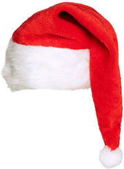 Boland 13403 - Bonnet de Père Noël de luxe pour homme et femme en peluche rouge et blanc et pompon blanc, extra long, agréable pour Noël, chapeau de Père Noël, fête à thème, carnaval, décoration de