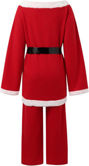 Costume Pere Noel Ensemble,Déguisement père noël Adulte, Pantalon à Bande élastique, Costume de Père Noël Universel de Grande Taille, Ensemble de fête de Noël, Cosplay, 9PC