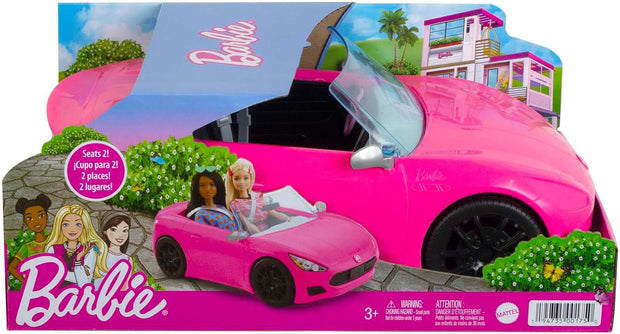 Barbie - Mobilier Cabriolet Rose de, Voiture 2 Places avec Roues Qui tournent, Ligne Sportive et détails réalistes, Jouet pour Enfant, HBT92