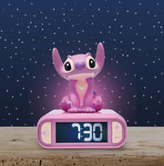 Lexibook, Disney Stitch, Réveil veilleuse Angel, Sons et mélodies, Ecran LCD rétro-éclairé, Lumineux, Snooze, Rose, RL800D1