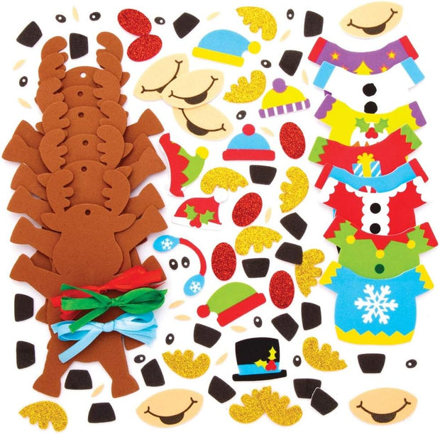 Baker Ross Kits de décorations Renne à Pull de Noël (Paquet de 6) - Loisirs créatifs de Noël pour Enfants