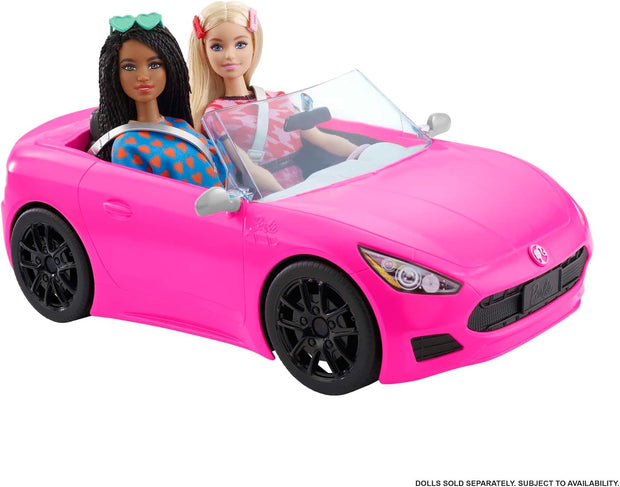 Barbie - Mobilier Cabriolet Rose de, Voiture 2 Places avec Roues Qui tournent, Ligne Sportive et détails réalistes, Jouet pour Enfant, HBT92