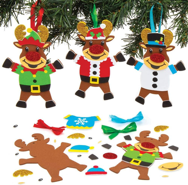 Baker Ross Kits de décorations Renne à Pull de Noël (Paquet de 6) - Loisirs créatifs de Noël pour Enfants